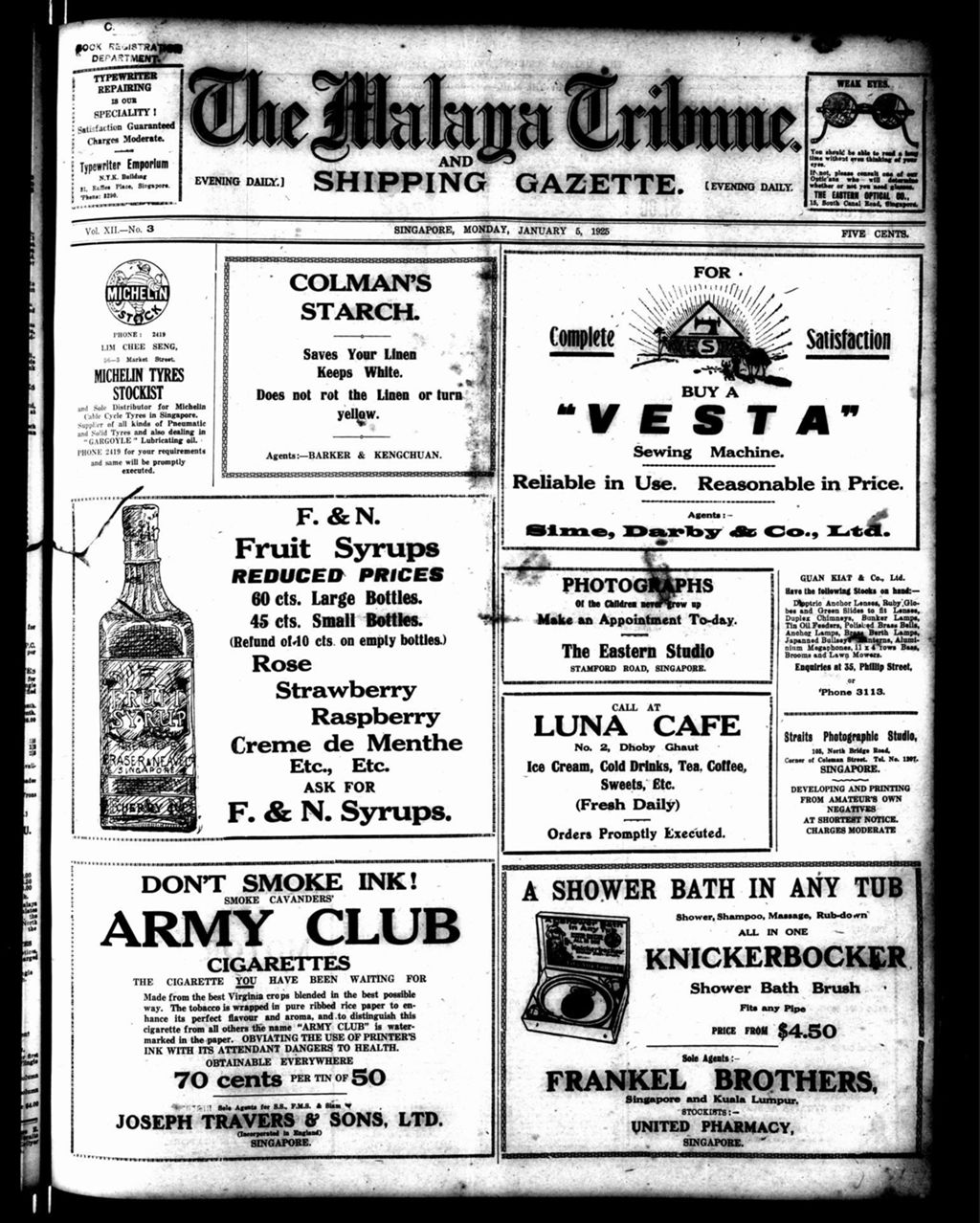 Miniature of Malaya Tribune 05 January 1925