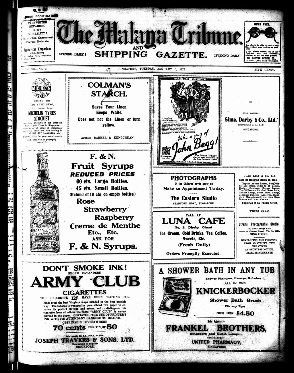 Miniature of Malaya Tribune 06 January 1925