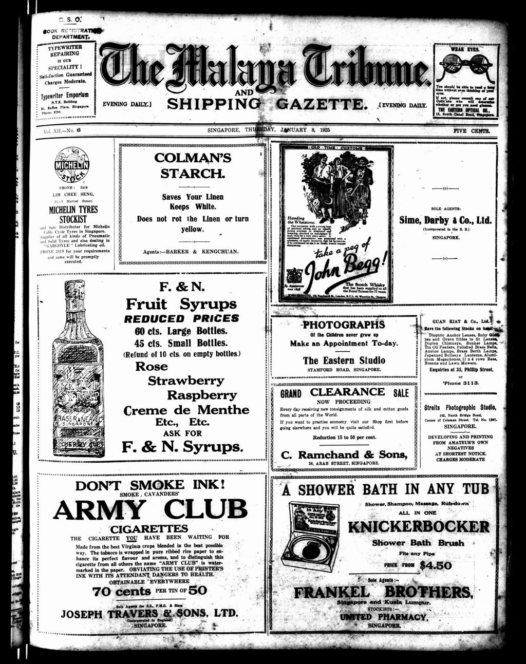 Miniature of Malaya Tribune 08 January 1925