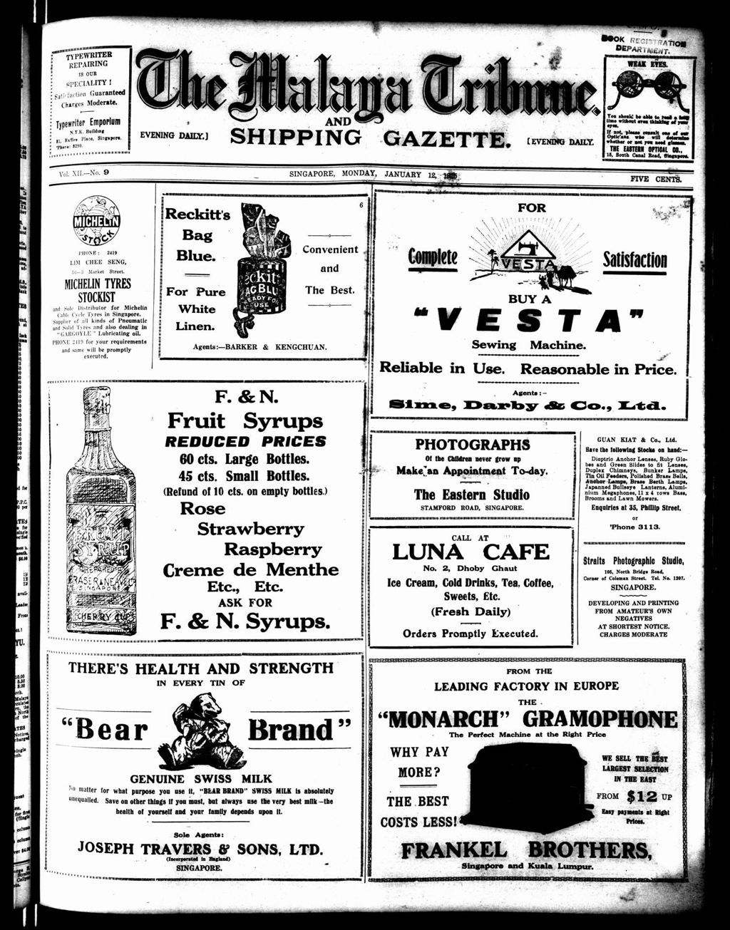 Miniature of Malaya Tribune 12 January 1925