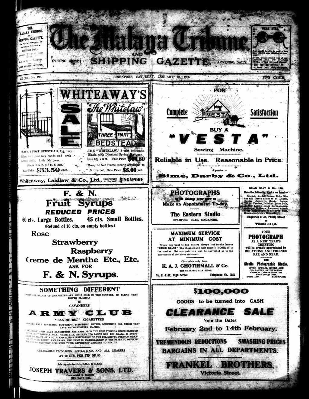 Miniature of Malaya Tribune 31 January 1925