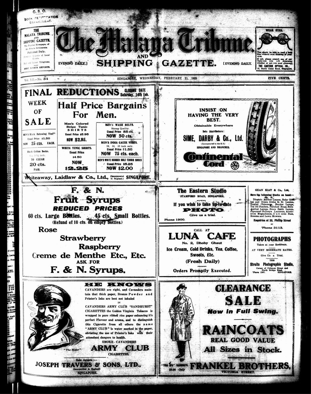 Miniature of Malaya Tribune 11 February 1925