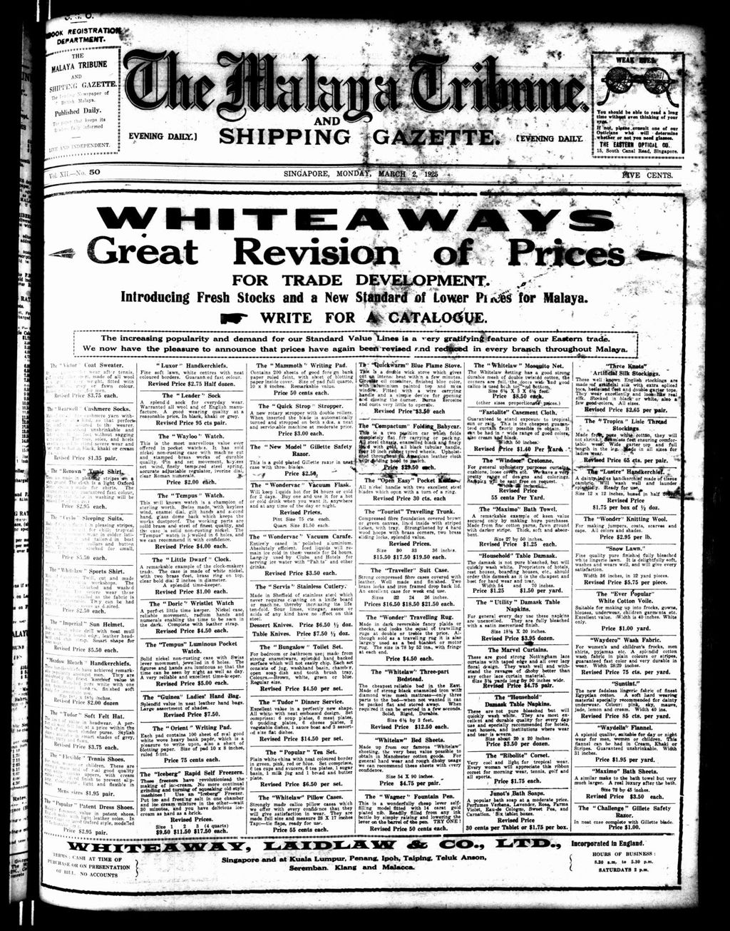 Miniature of Malaya Tribune 02 March 1925