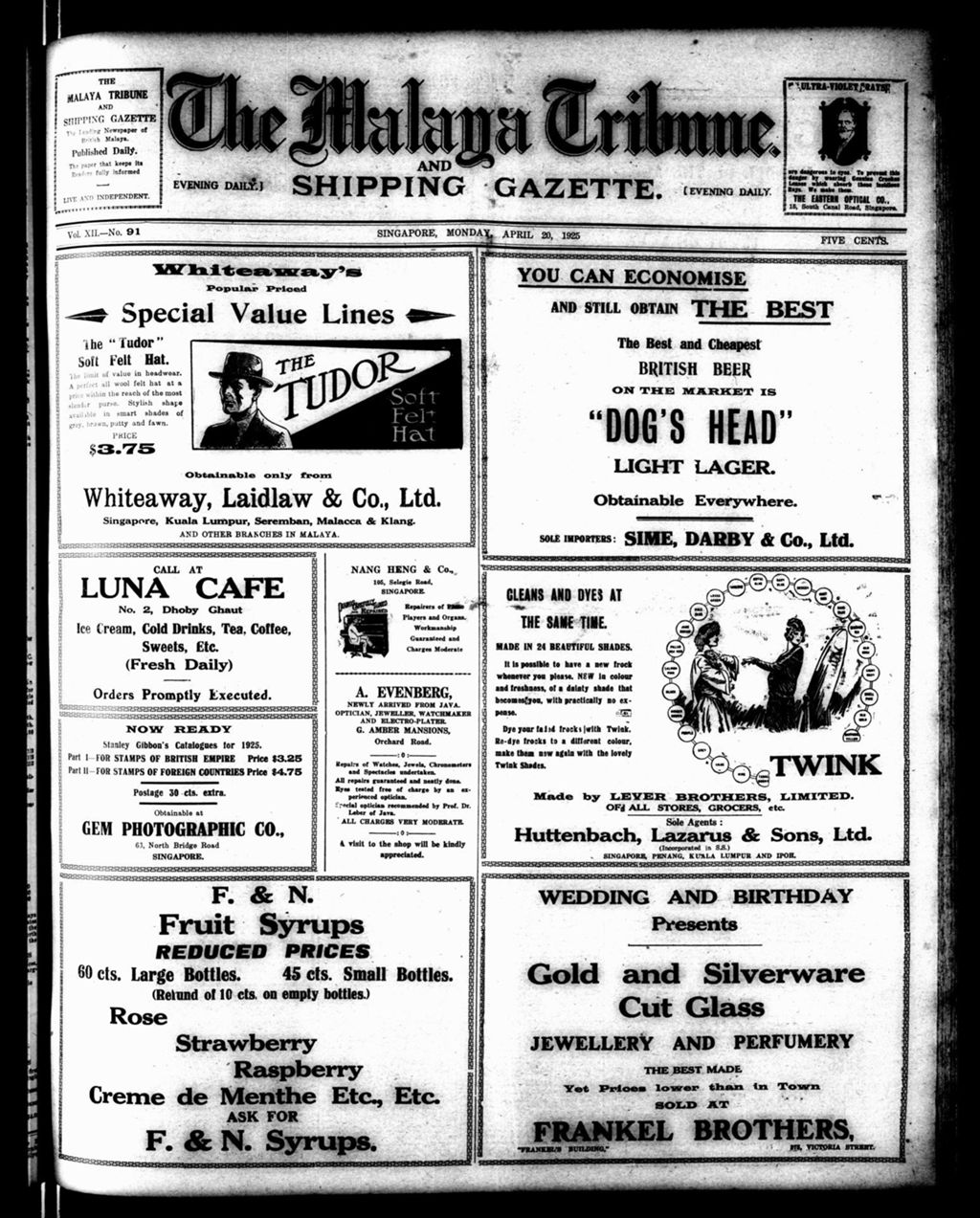 Miniature of Malaya Tribune 20 April 1925