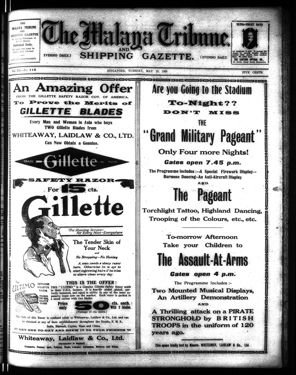 Miniature of Malaya Tribune 19 May 1925