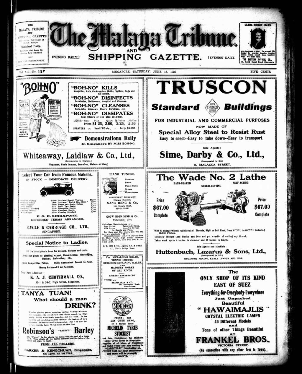 Miniature of Malaya Tribune 13 June 1925