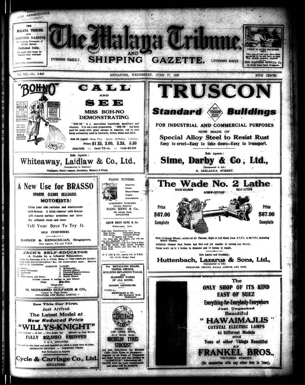 Miniature of Malaya Tribune 17 June 1925