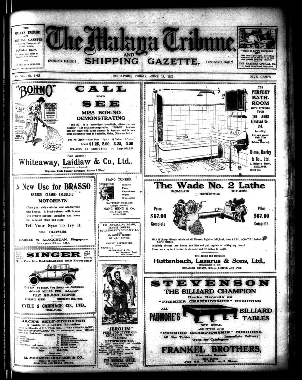 Miniature of Malaya Tribune 19 June 1925