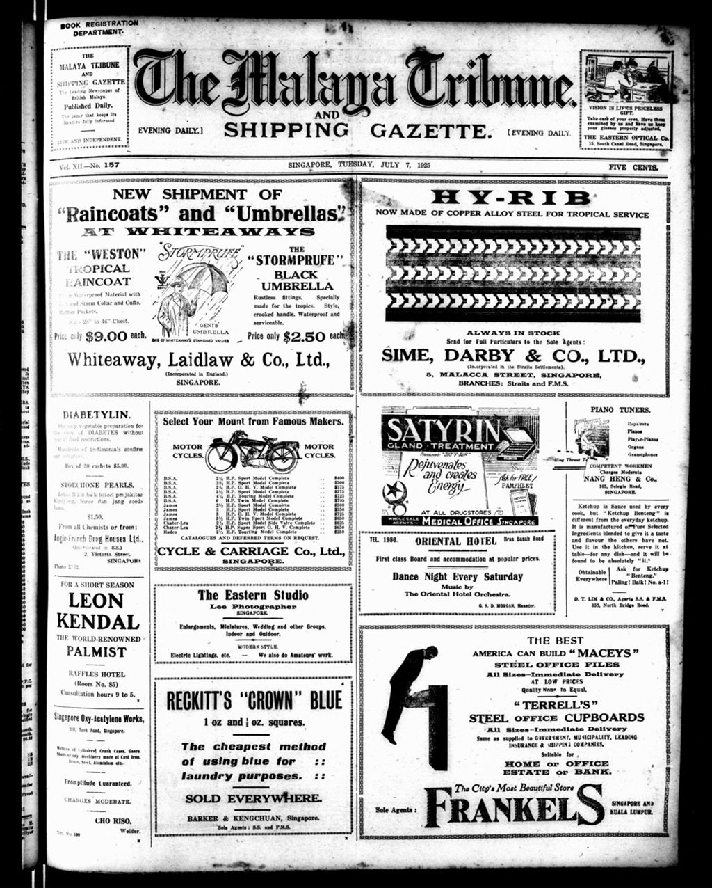 Miniature of Malaya Tribune 07 July 1925