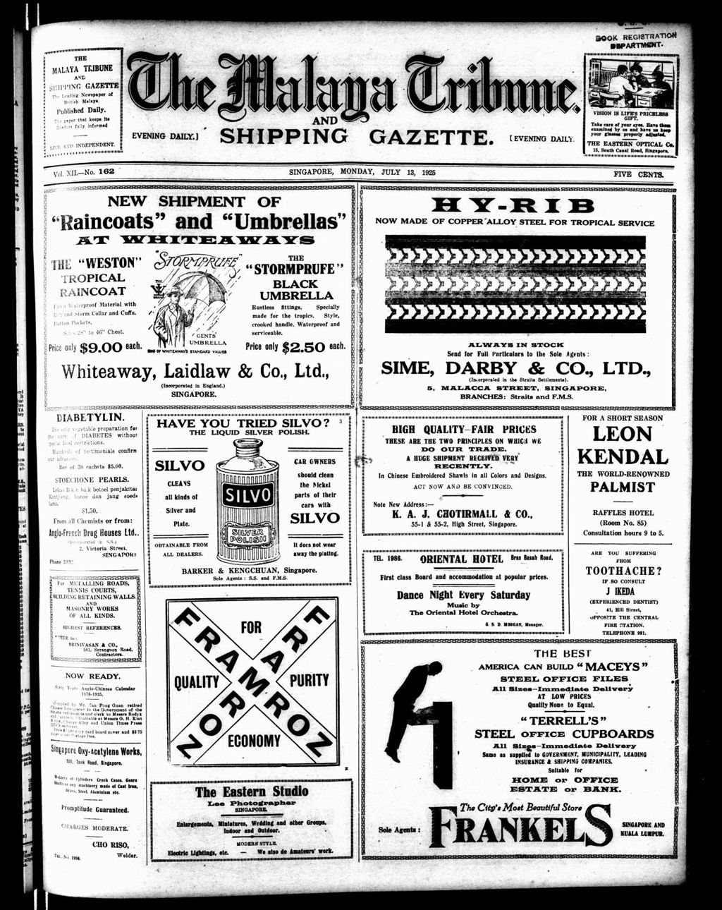 Miniature of Malaya Tribune 13 July 1925