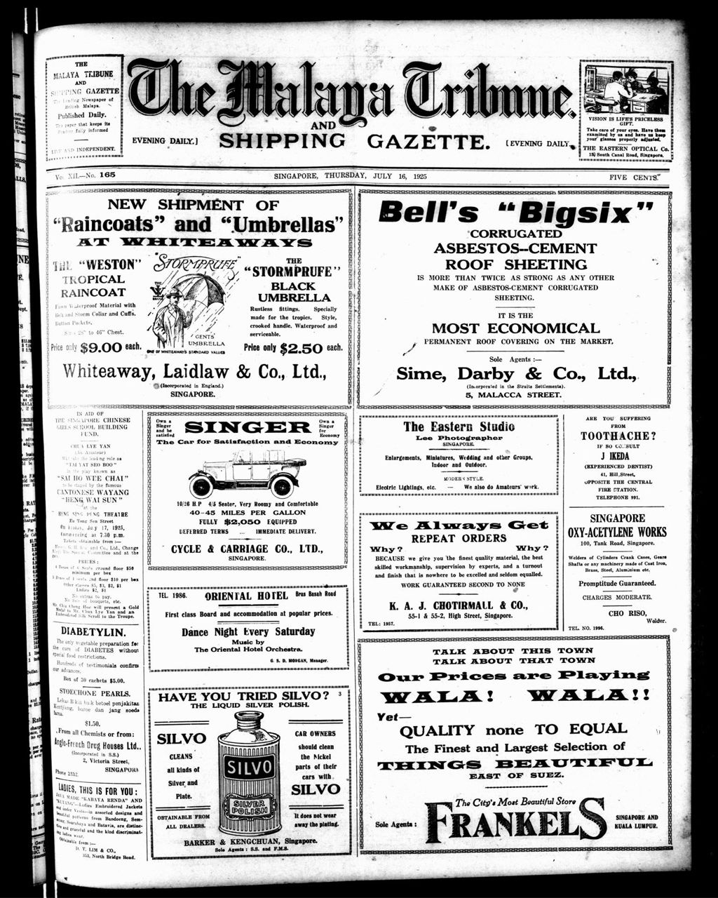 Miniature of Malaya Tribune 16 July 1925