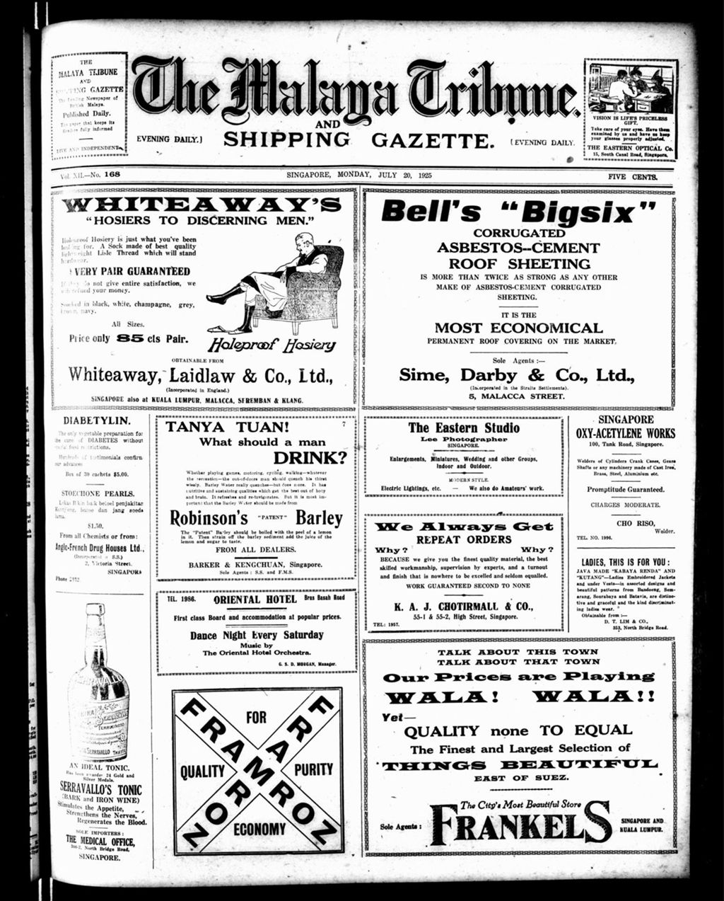 Miniature of Malaya Tribune 20 July 1925