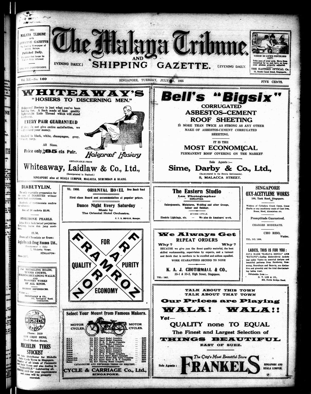 Miniature of Malaya Tribune 21 July 1925