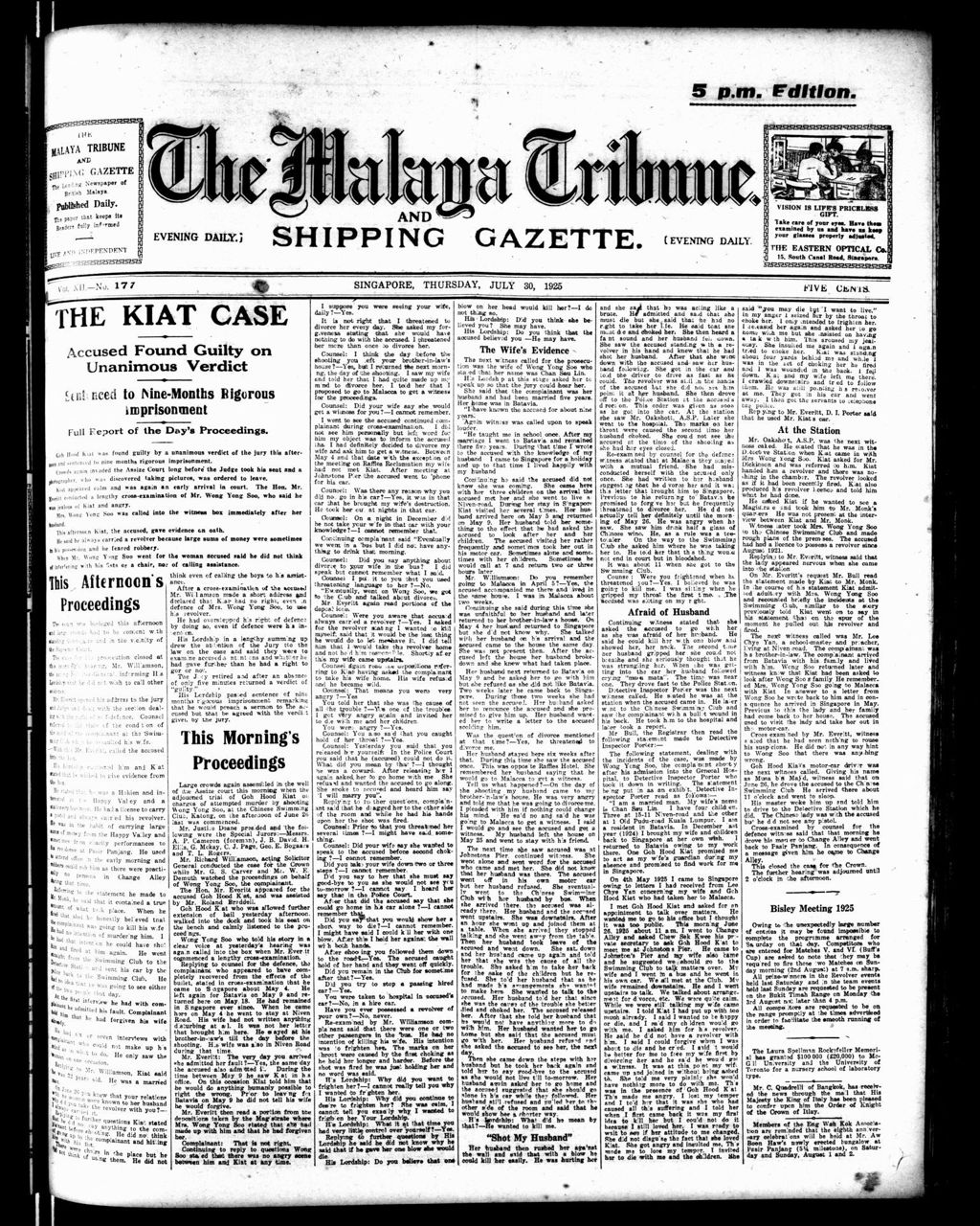 Miniature of Malaya Tribune 30 July 1925