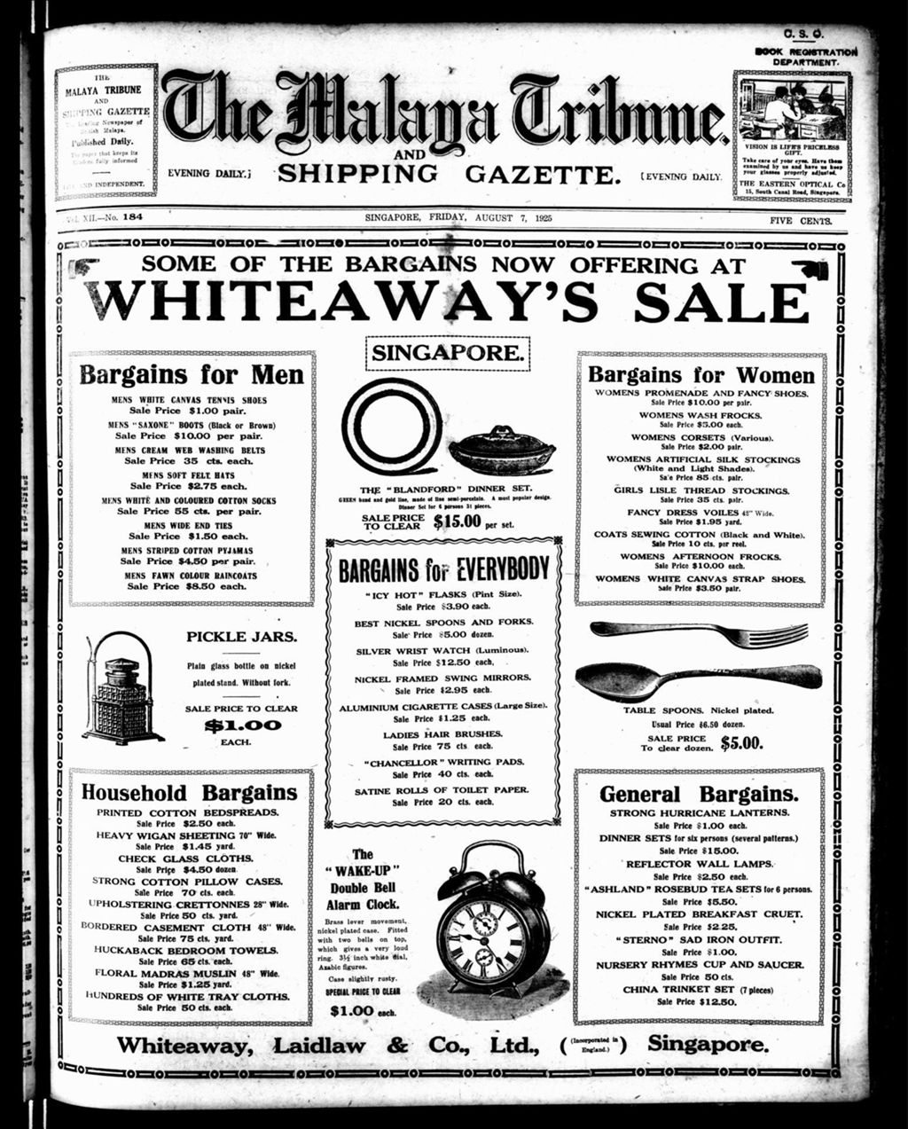 Miniature of Malaya Tribune 07 August 1925