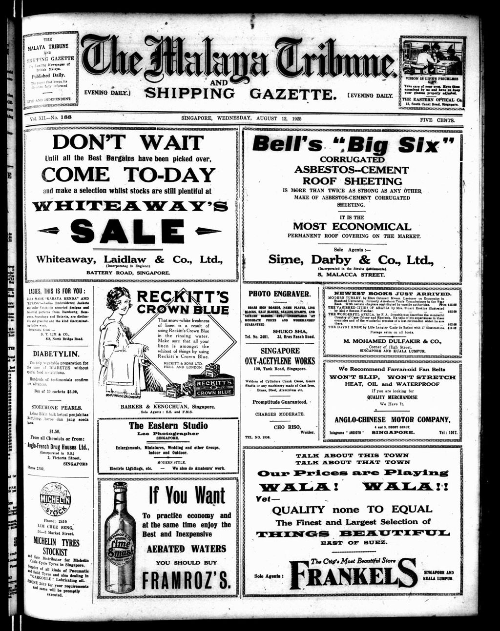 Miniature of Malaya Tribune 12 August 1925