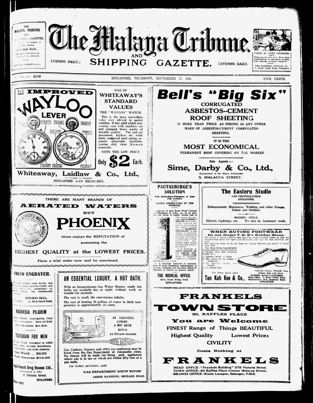 Miniature of Malaya Tribune 17 September 1925