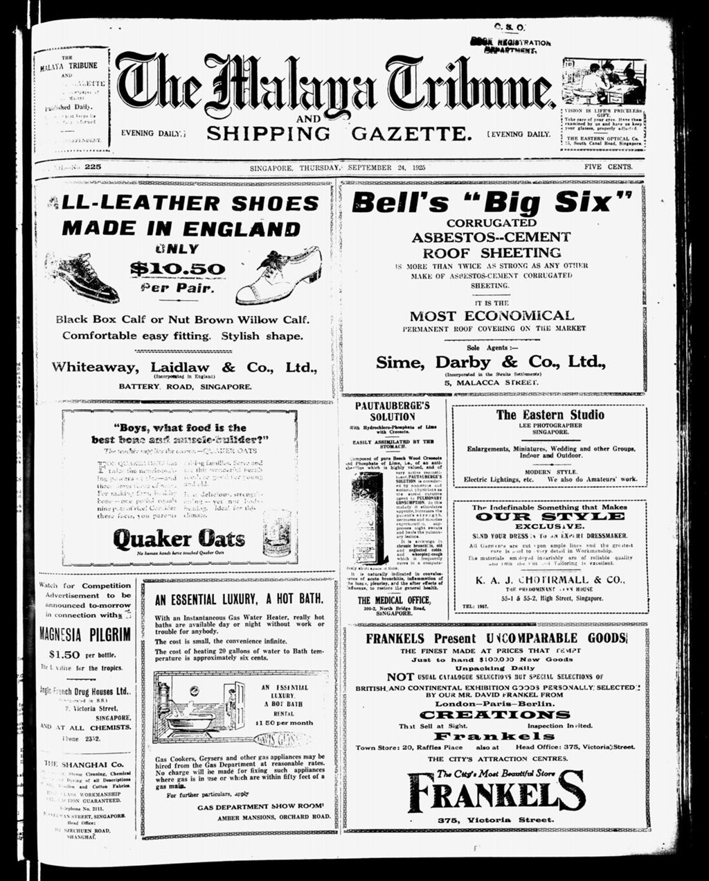 Miniature of Malaya Tribune 24 September 1925