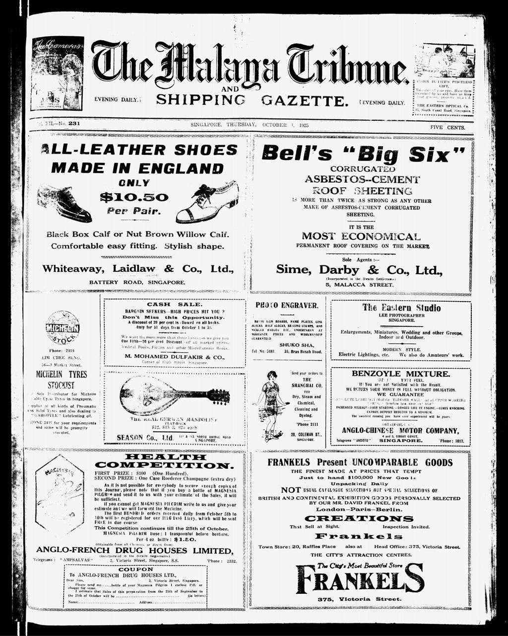 Miniature of Malaya Tribune 01 October 1925