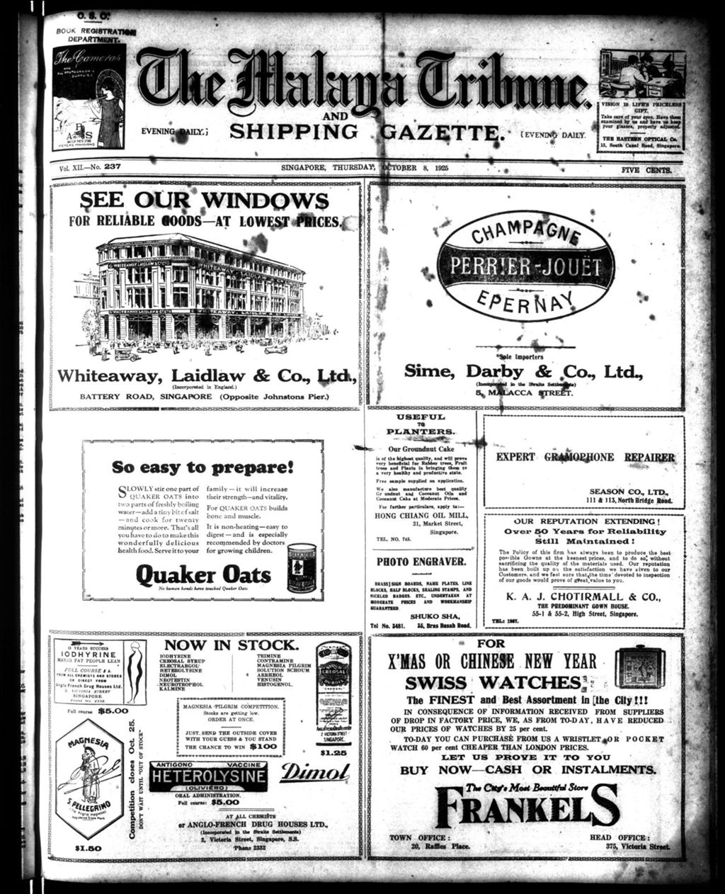 Miniature of Malaya Tribune 08 October 1925