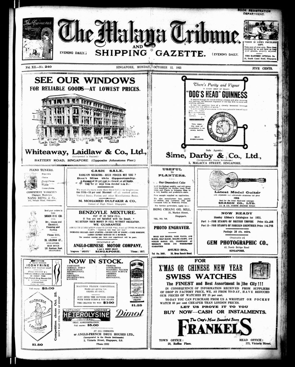 Miniature of Malaya Tribune 12 October 1925