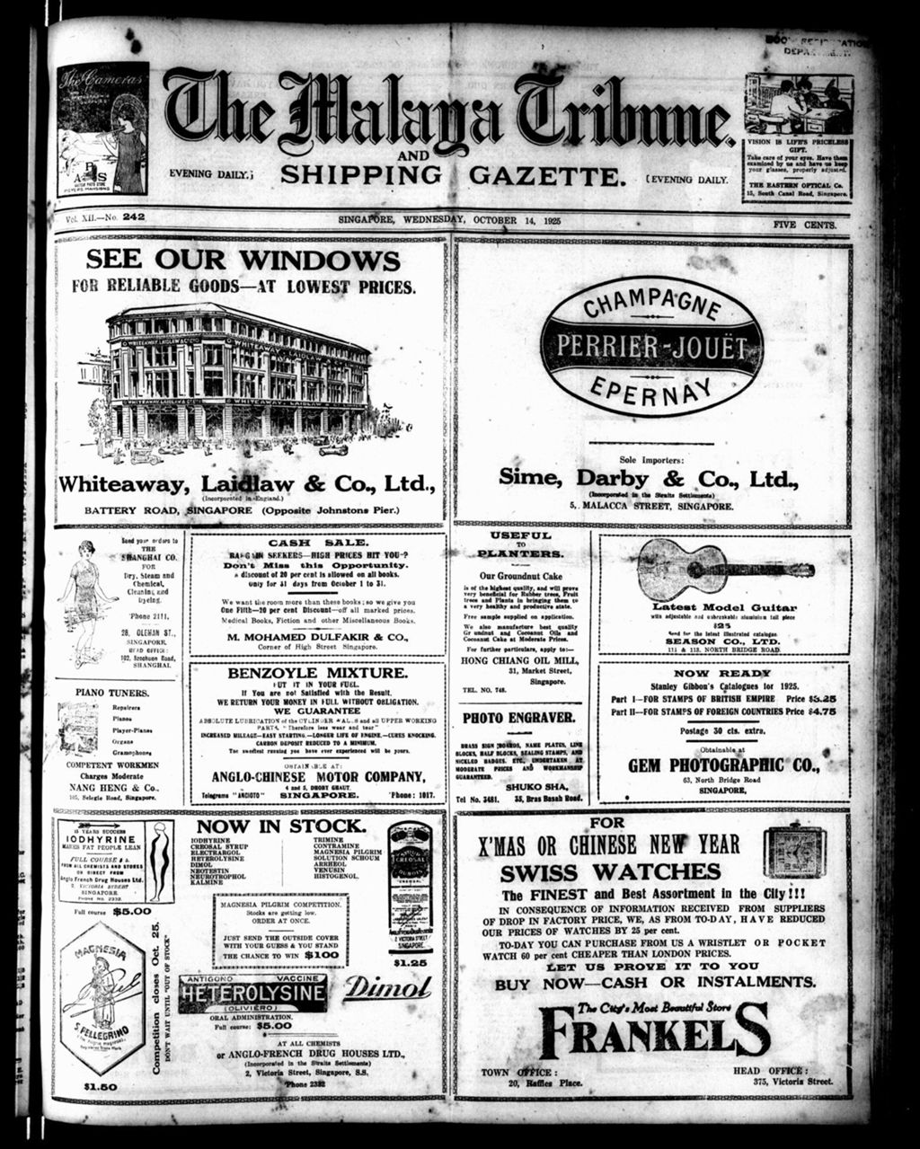 Miniature of Malaya Tribune 14 October 1925