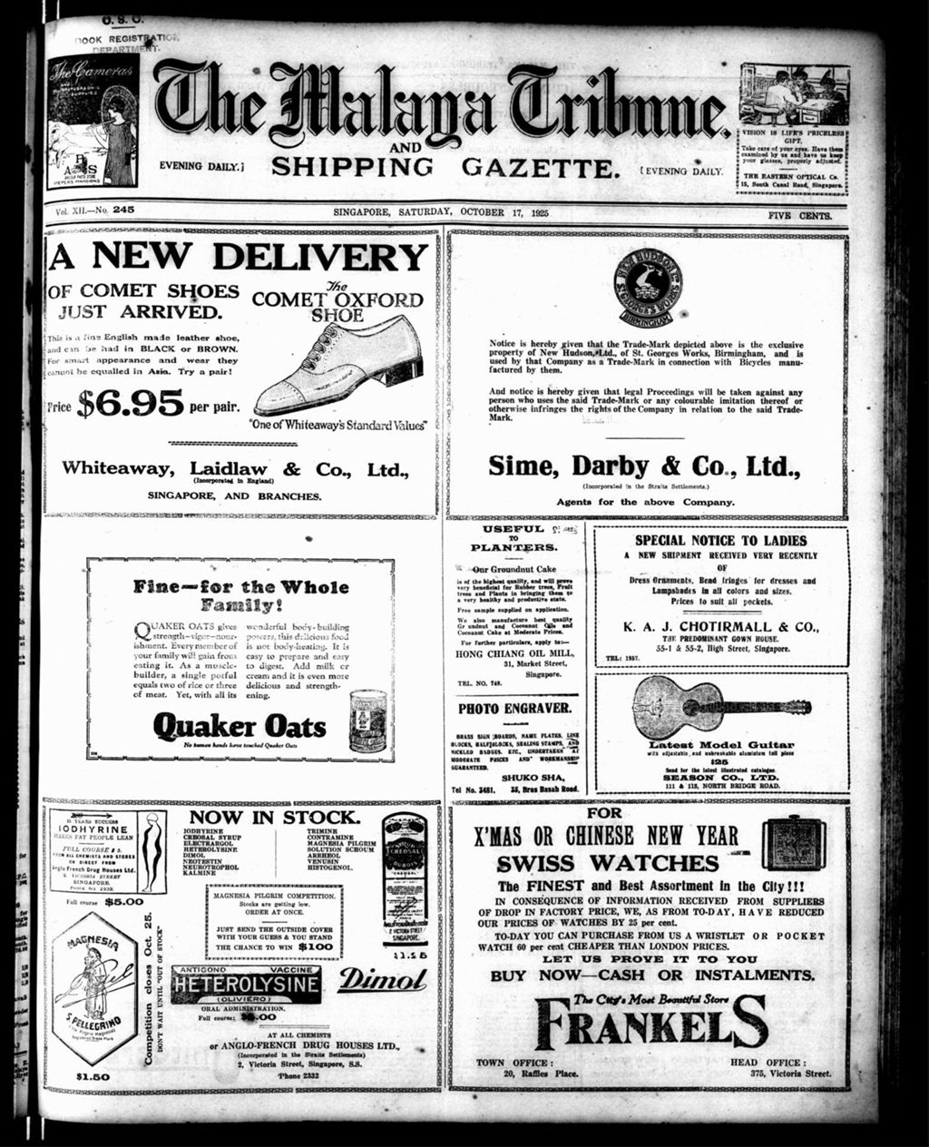 Miniature of Malaya Tribune 17 October 1925