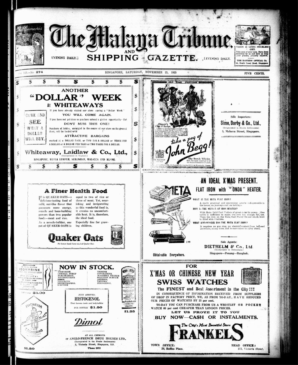 Miniature of Malaya Tribune 21 November 1925