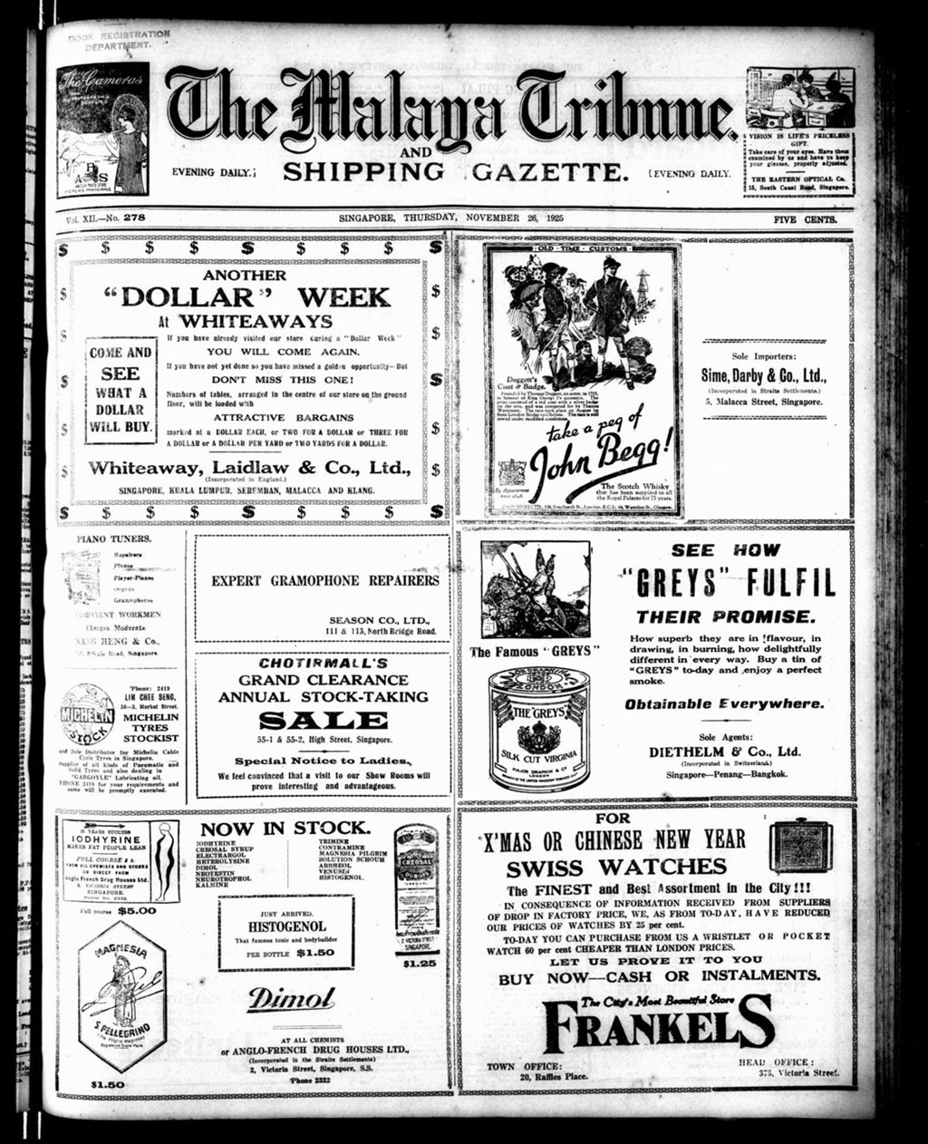 Miniature of Malaya Tribune 26 November 1925