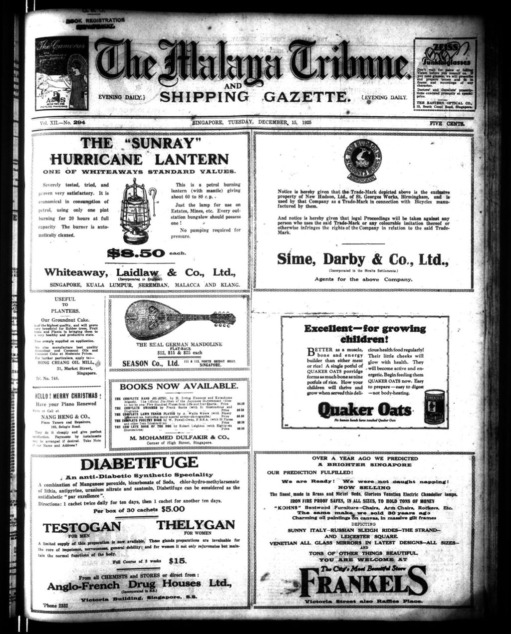 Miniature of Malaya Tribune 15 December 1925