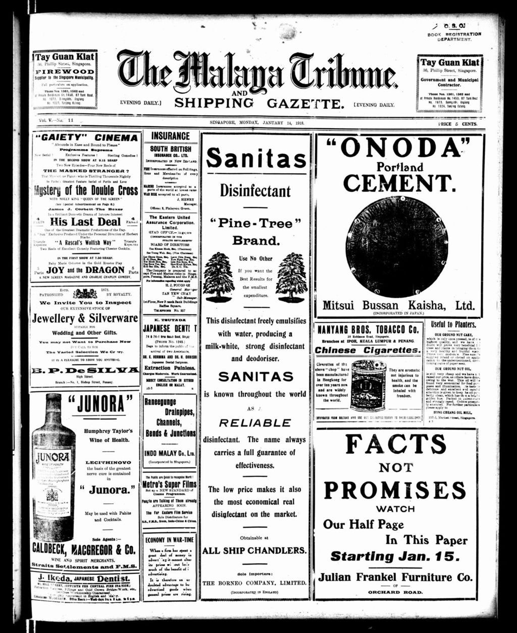 Miniature of Malaya Tribune 14 January 1918