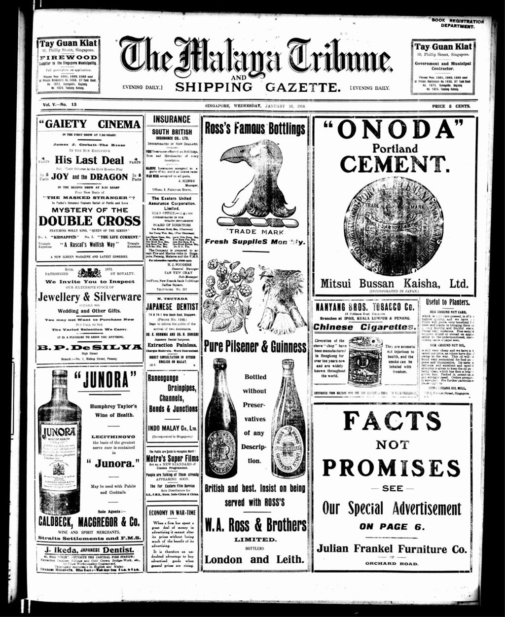 Miniature of Malaya Tribune 16 January 1918