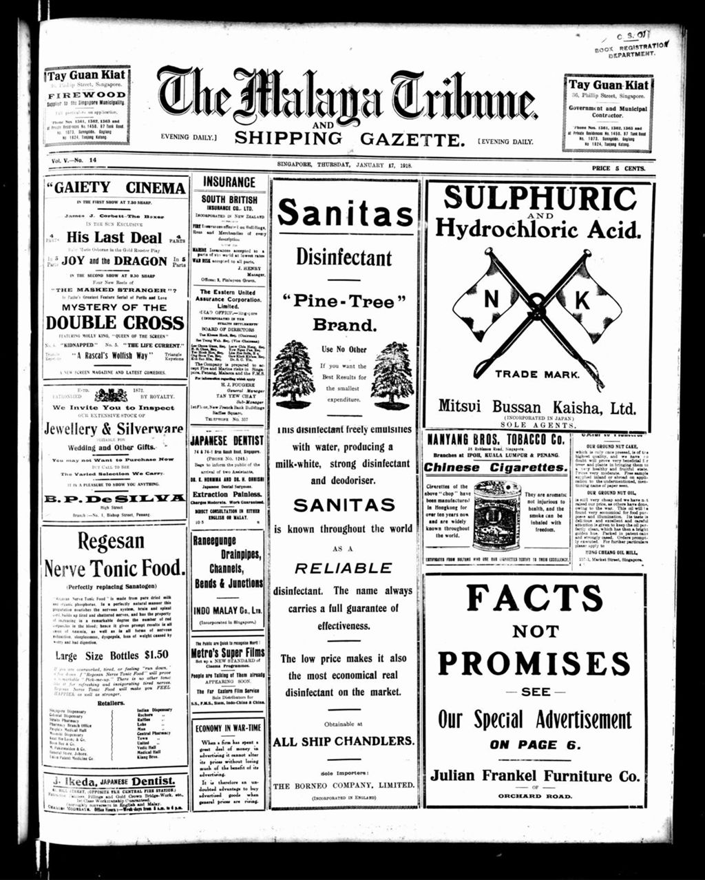 Miniature of Malaya Tribune 17 January 1918