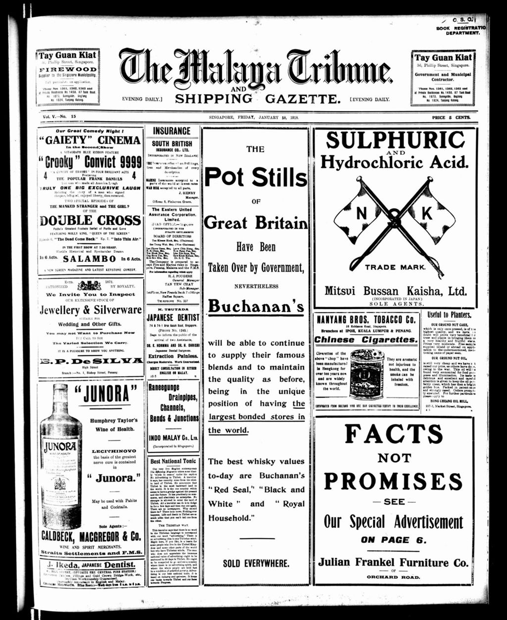 Miniature of Malaya Tribune 18 January 1918