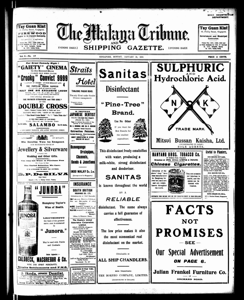 Miniature of Malaya Tribune 21 January 1918