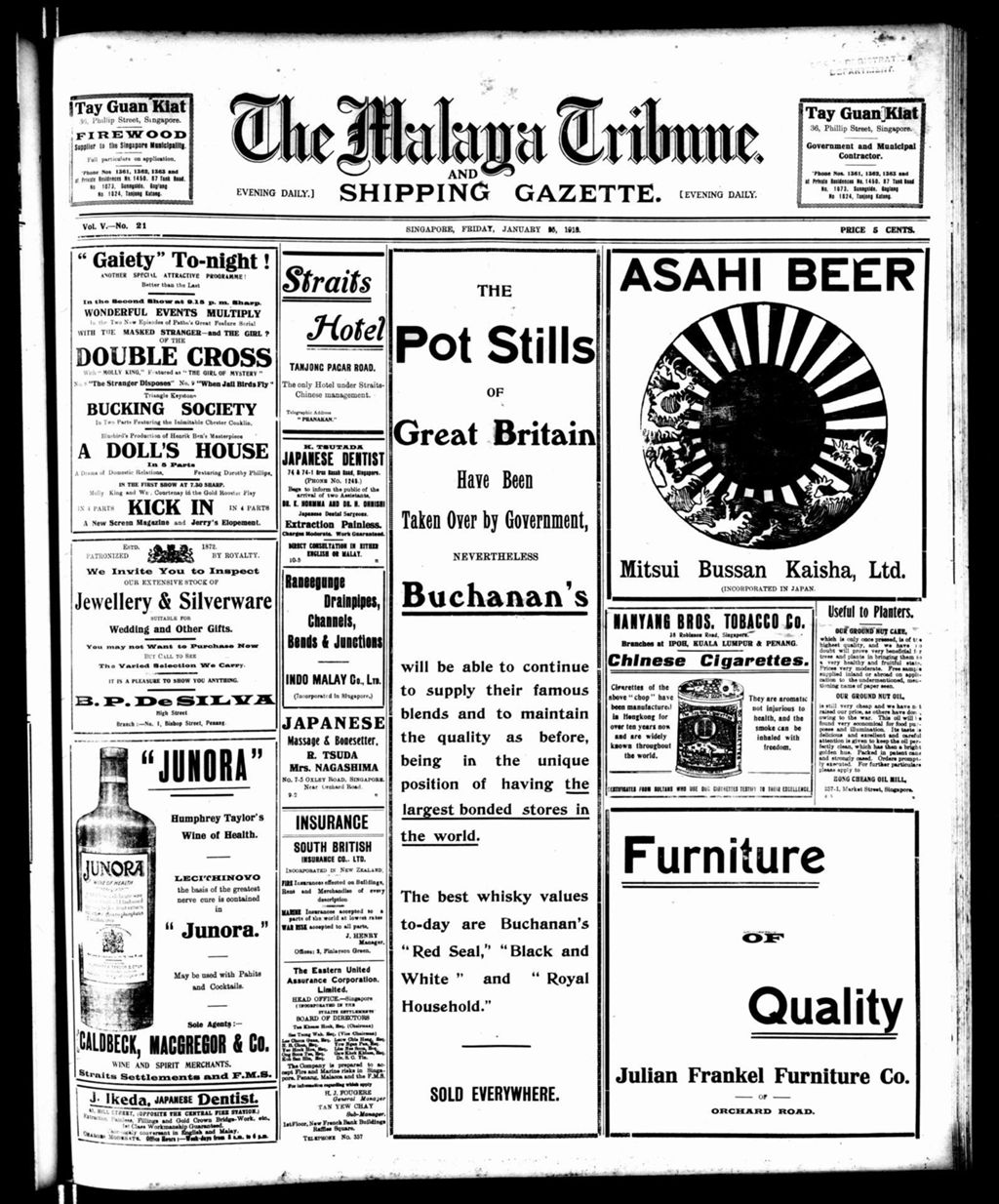 Miniature of Malaya Tribune 25 January 1918