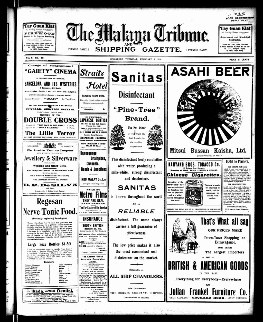 Miniature of Malaya Tribune 07 February 1918