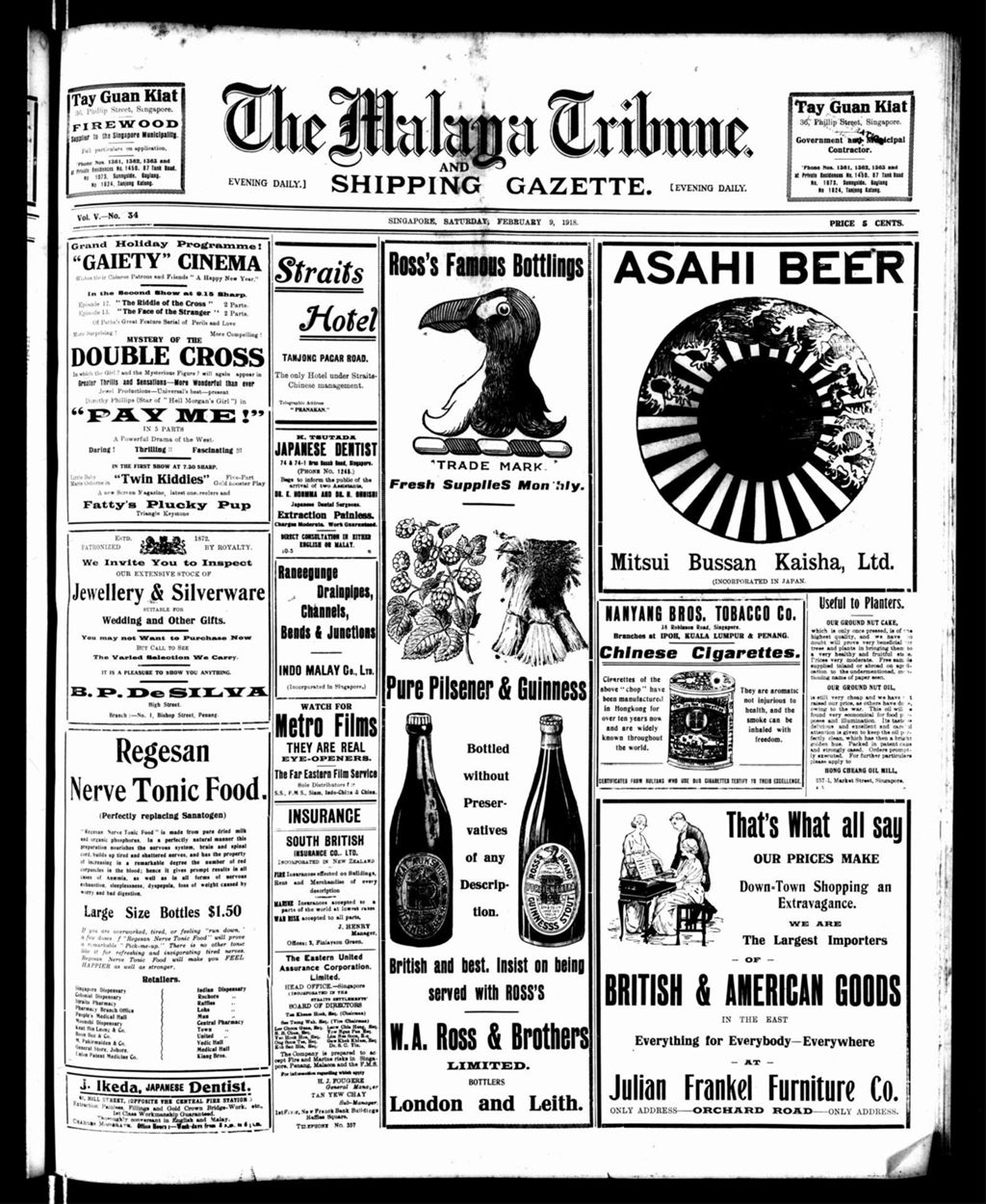 Miniature of Malaya Tribune 09 February 1918