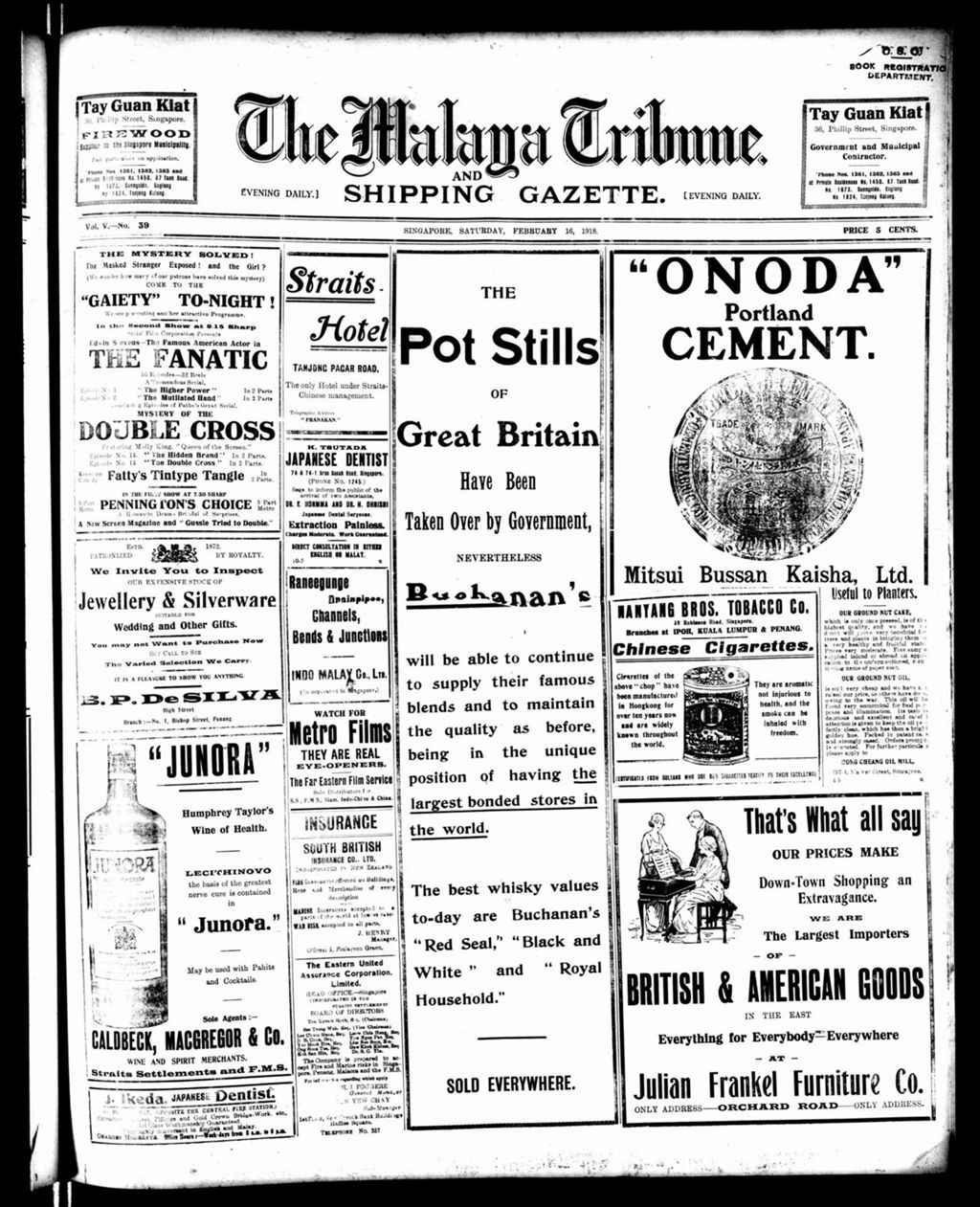 Miniature of Malaya Tribune 16 February 1918