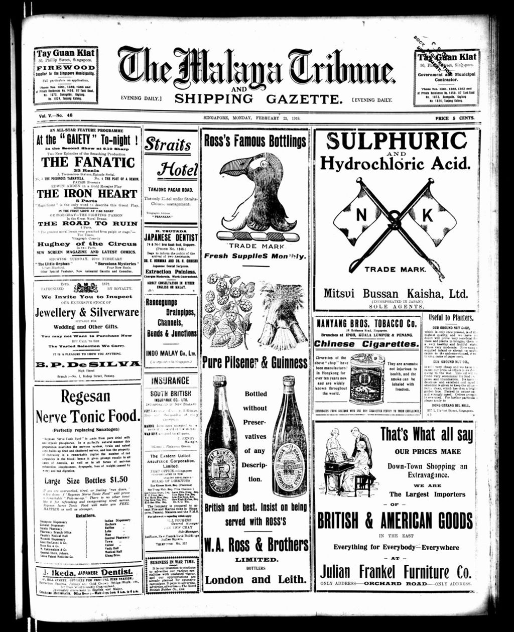 Miniature of Malaya Tribune 25 February 1918