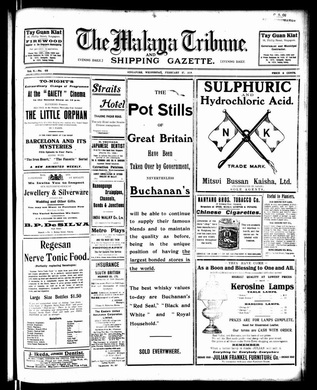 Miniature of Malaya Tribune 27 February 1918