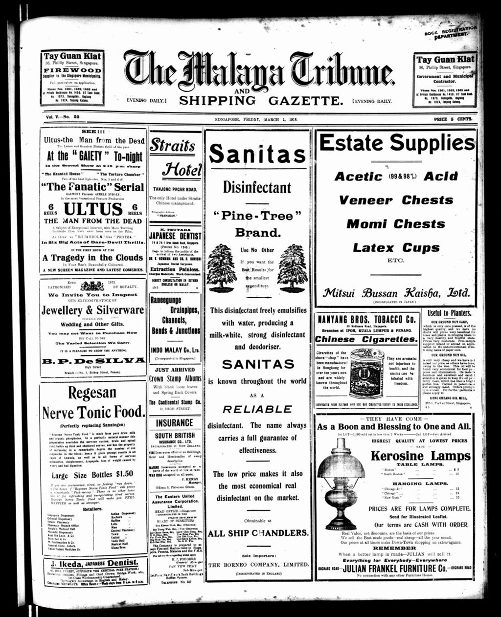 Miniature of Malaya Tribune 01 March 1918