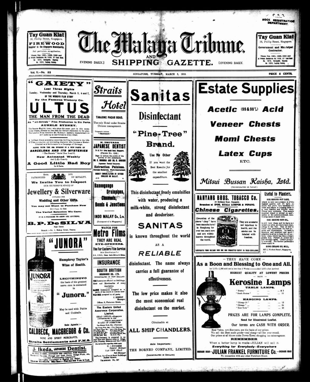 Miniature of Malaya Tribune 05 March 1918