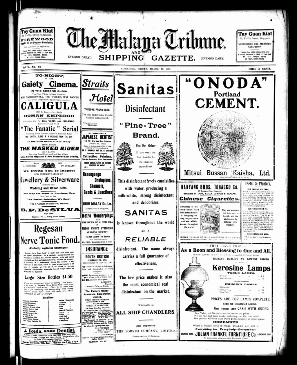 Miniature of Malaya Tribune 15 March 1918