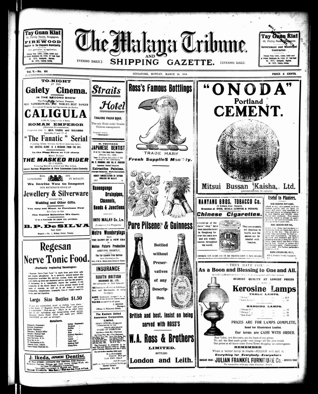 Miniature of Malaya Tribune 18 March 1918