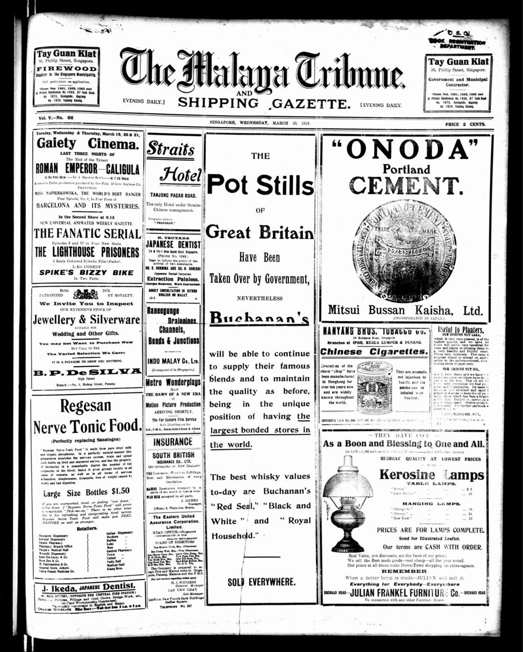 Miniature of Malaya Tribune 20 March 1918