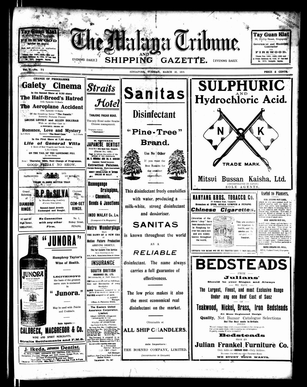 Miniature of Malaya Tribune 26 March 1918