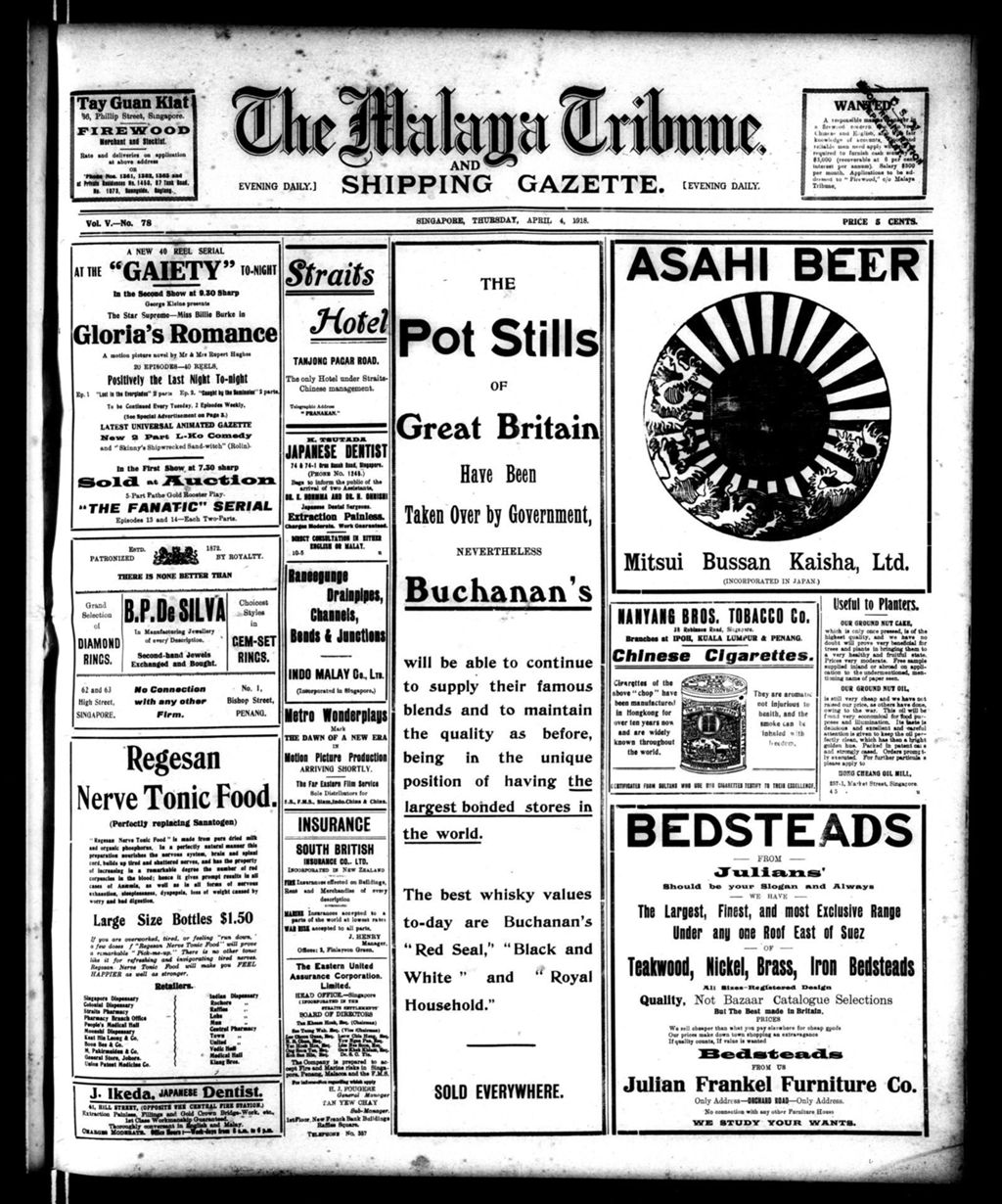 Miniature of Malaya Tribune 04 April 1918