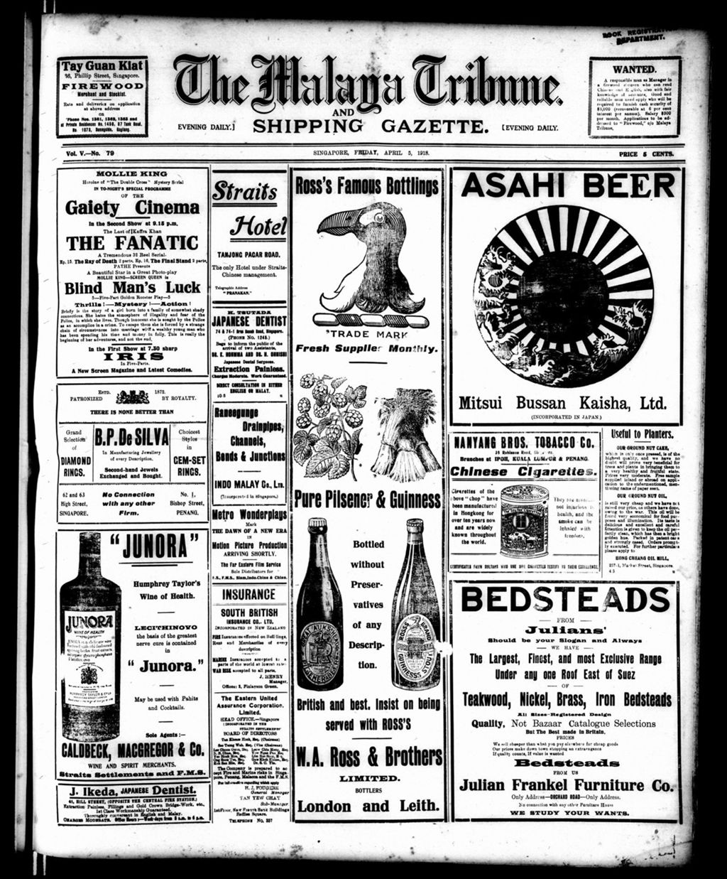 Miniature of Malaya Tribune 05 April 1918