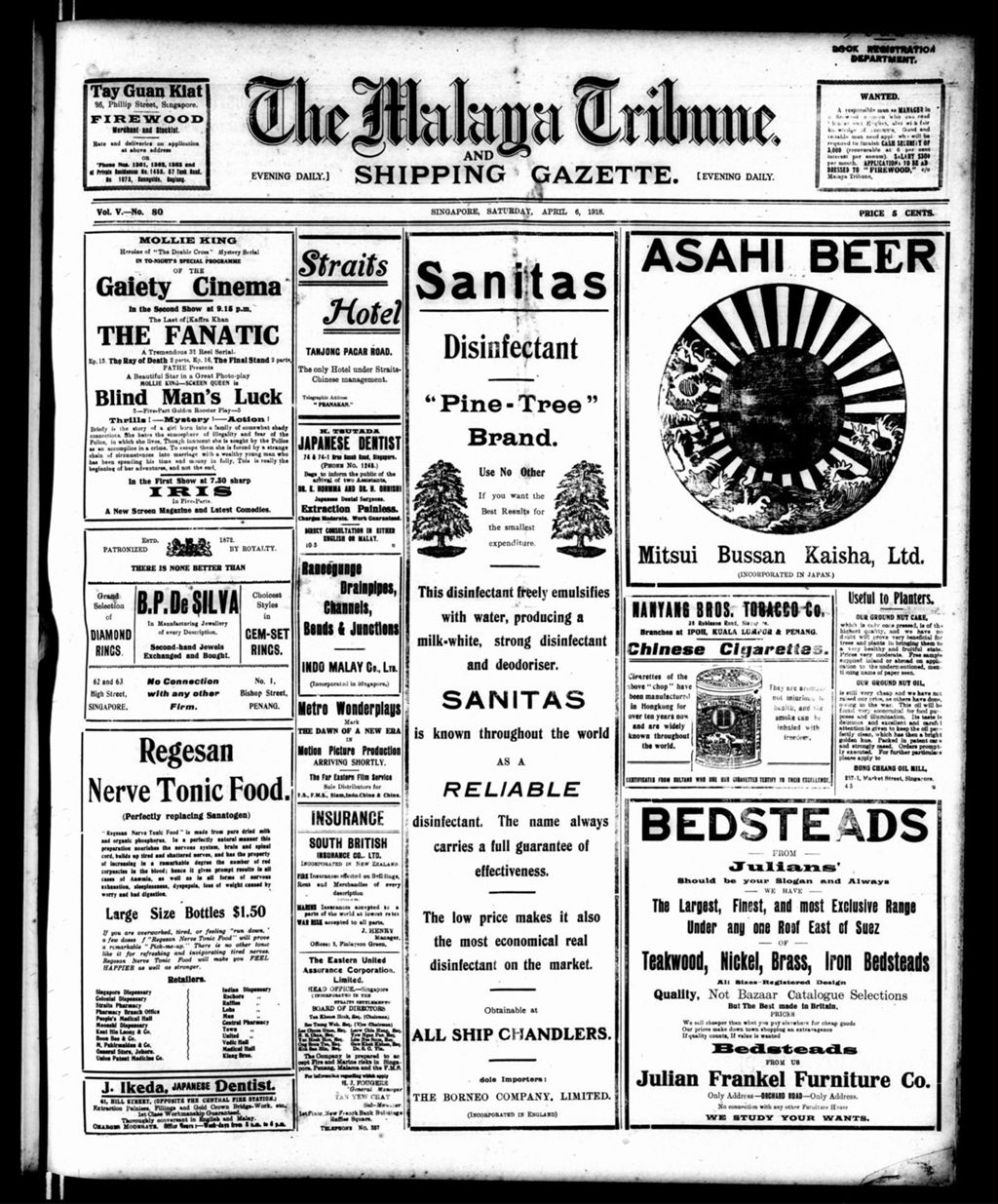 Miniature of Malaya Tribune 06 April 1918